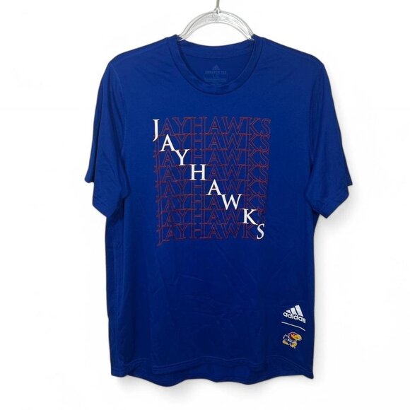 Adidas Kansas Jayhawks T-Shirt Royal Blue Kansas University Athletic Material Si - Picture 1 of 4